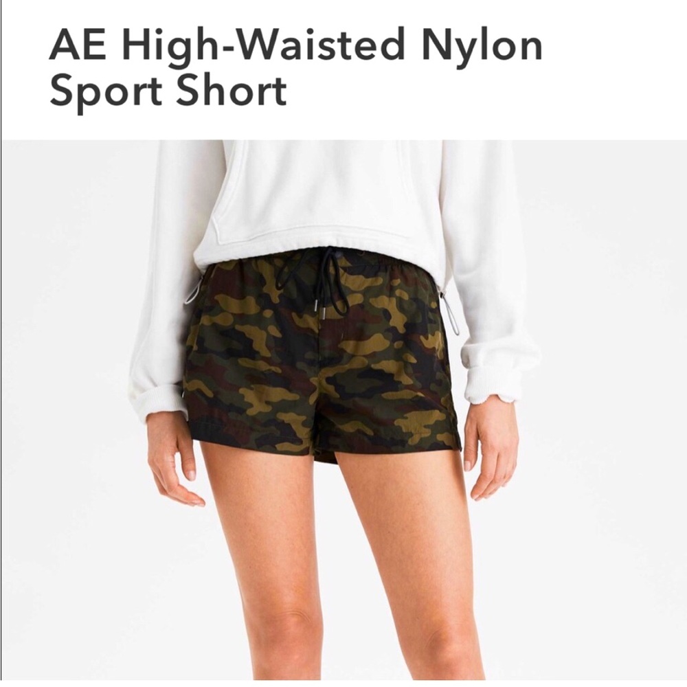 American Eagle High Rise Nylon Sport Short / Camo / XS